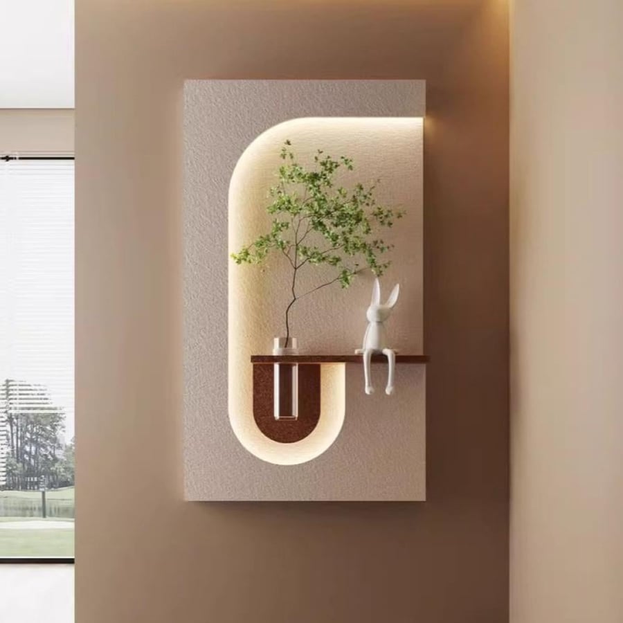 3D wall panel made of sandstone with LED lighting