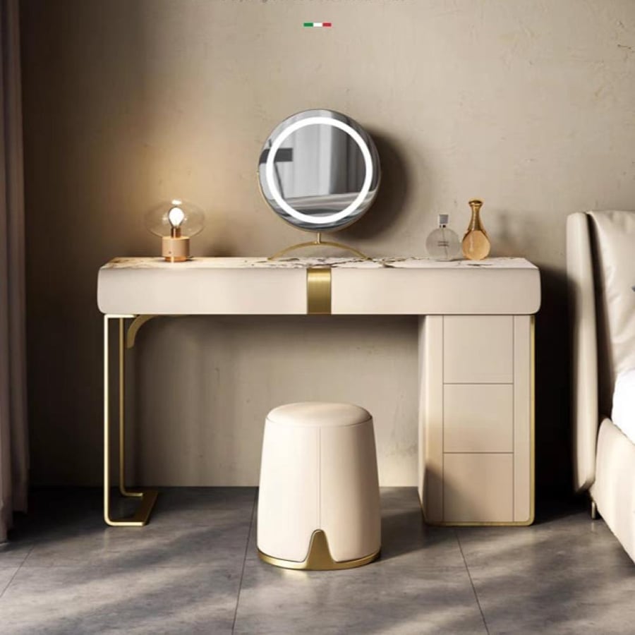 Luxury Italian decoration table set with side cabinet