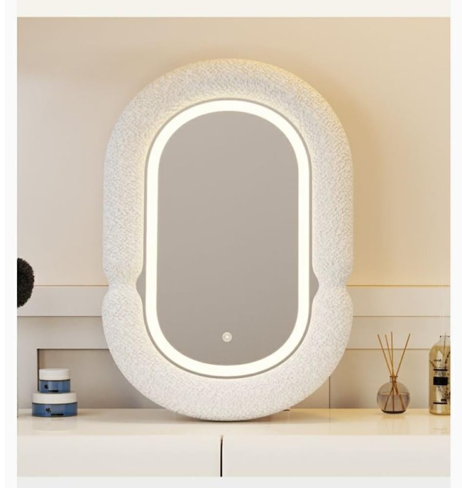A smart modern hairstyle with LED mirror and multiple storage cabinet