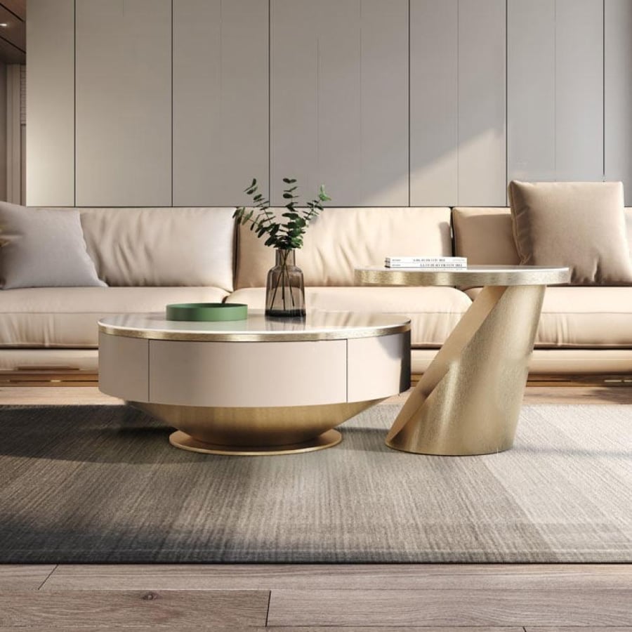A round coffee table with an elegant classic design