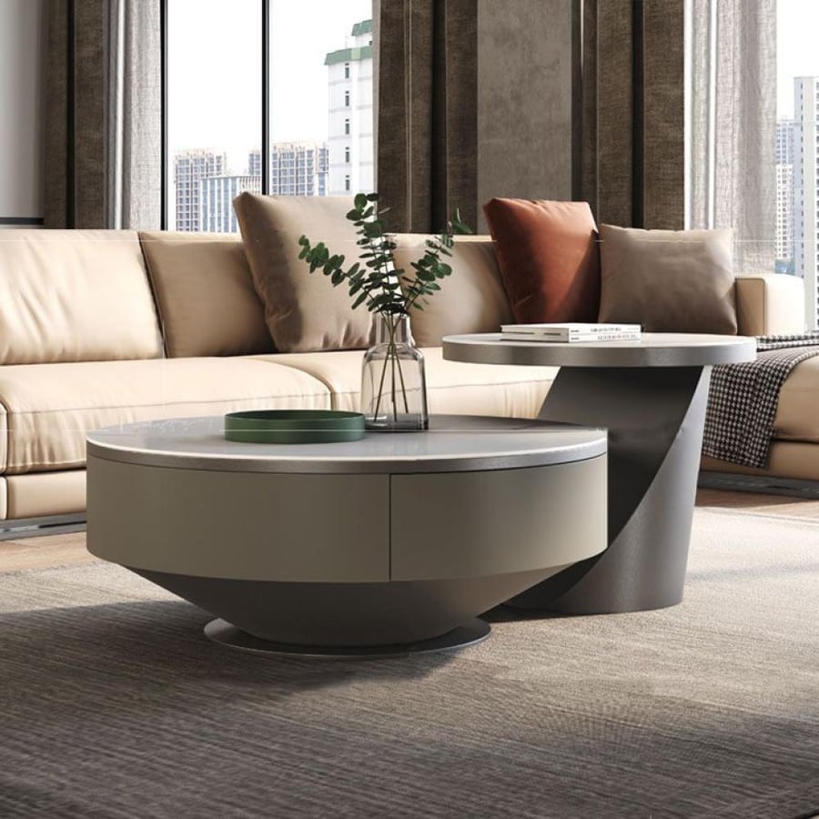 A round coffee table with an elegant classic design