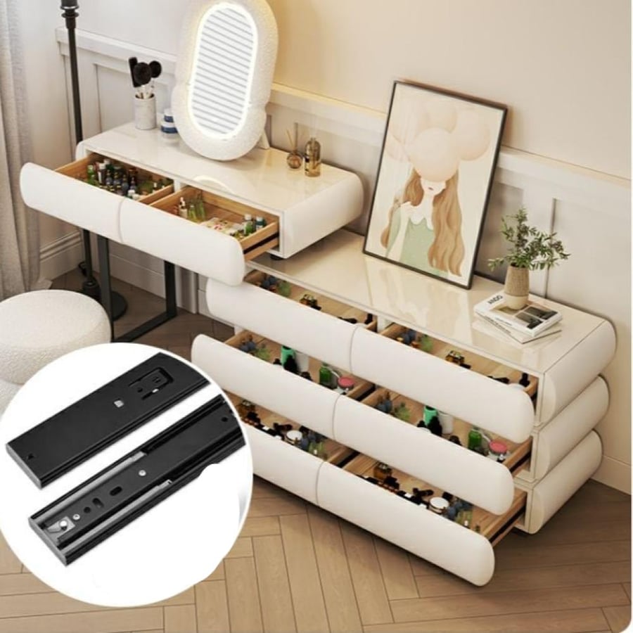 A smart modern hairstyle with LED mirror and multiple storage cabinet