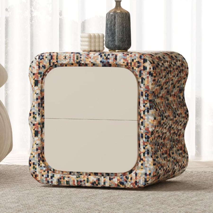 Side cabinet with a distinctive design and a mosaic touch