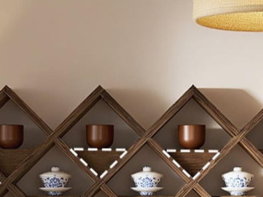 Mesh storage rack in a diamond shape made of hardwood