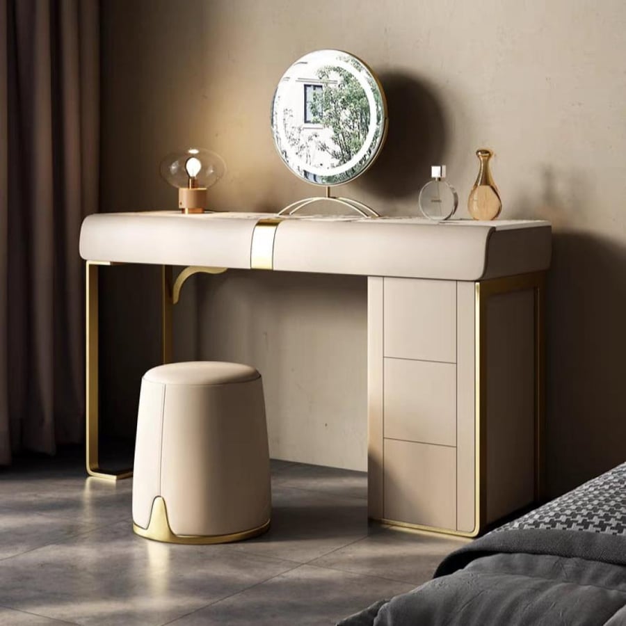 Luxury Italian decoration table set with side cabinet