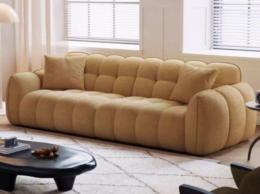 French creamy sofa with high back – four seats with elegant modern design