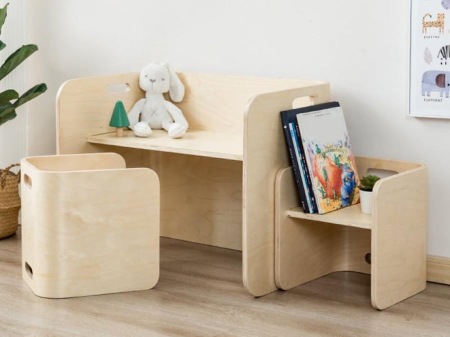 Children's office set with wooden chair – multifunctional and practical intelligence