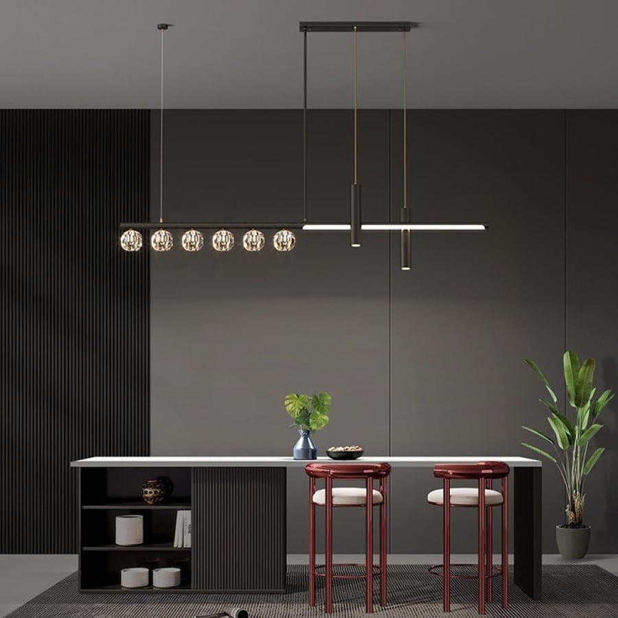 مصباح معلق طويل من النحاس بتصميم اسكندنافي