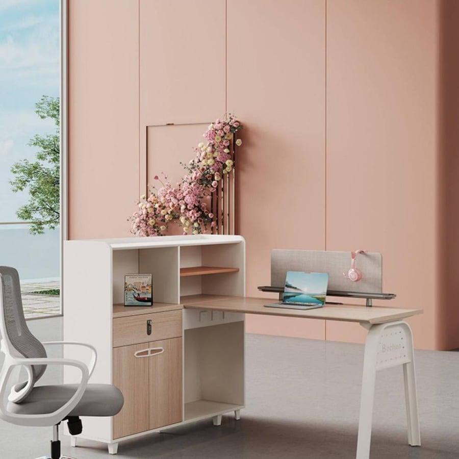 Workstation with side storage – part of the complete modern office set