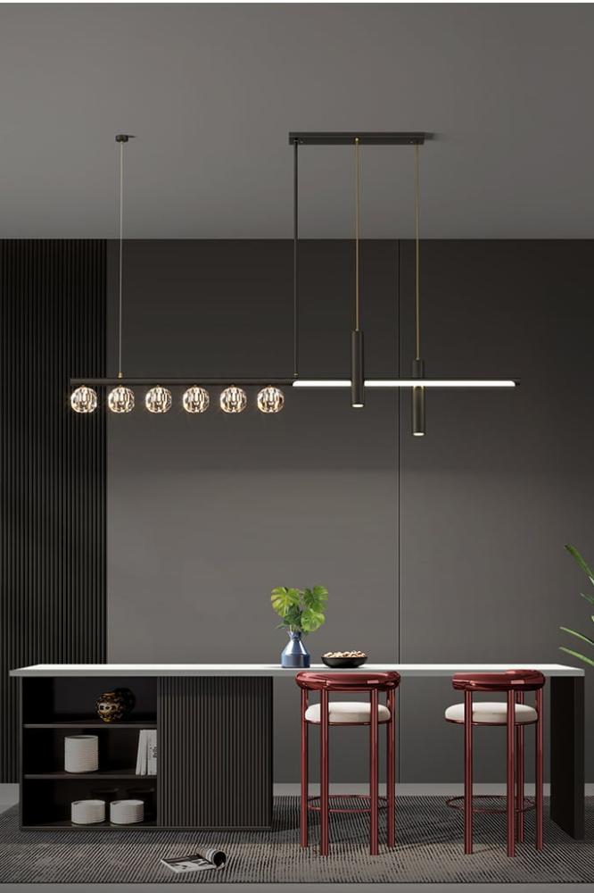 مصباح معلق طويل من النحاس بتصميم اسكندنافي
