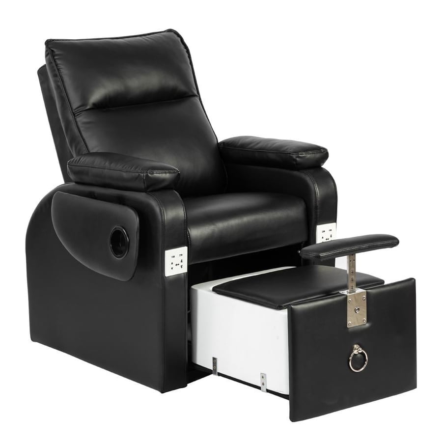 Professional leather salon chair with foot basin