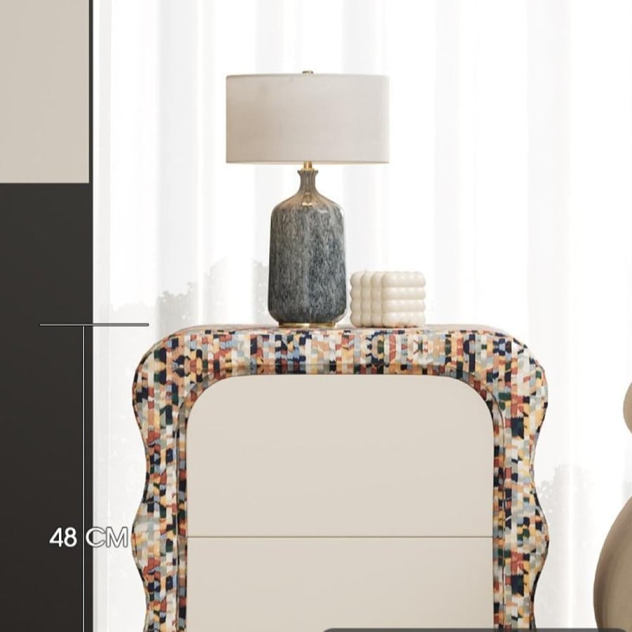 Side cabinet with a distinctive design and a mosaic touch