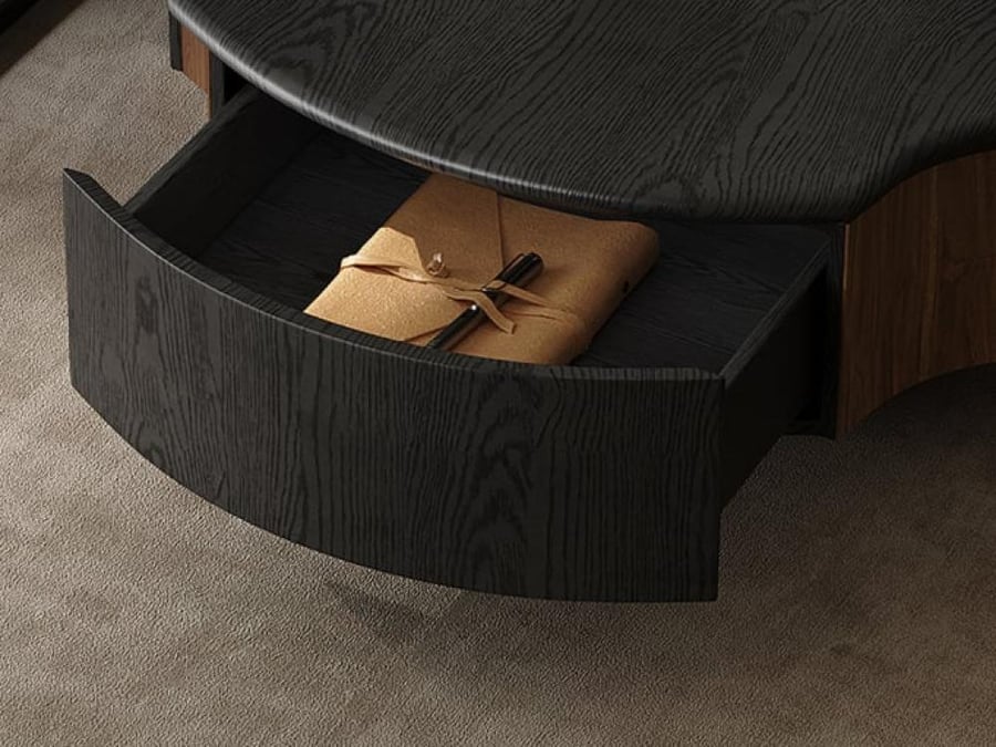 A set of round coffee tables with a modern classic design