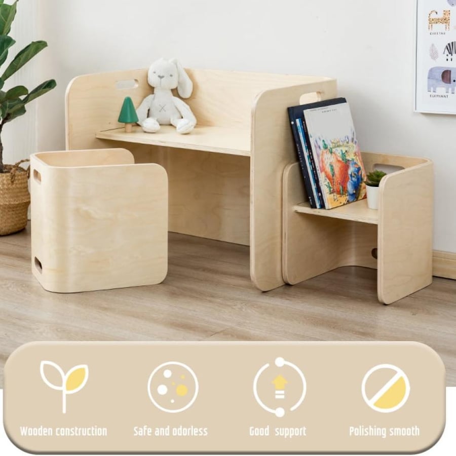 Children's office set with wooden chair – multifunctional and practical intelligence