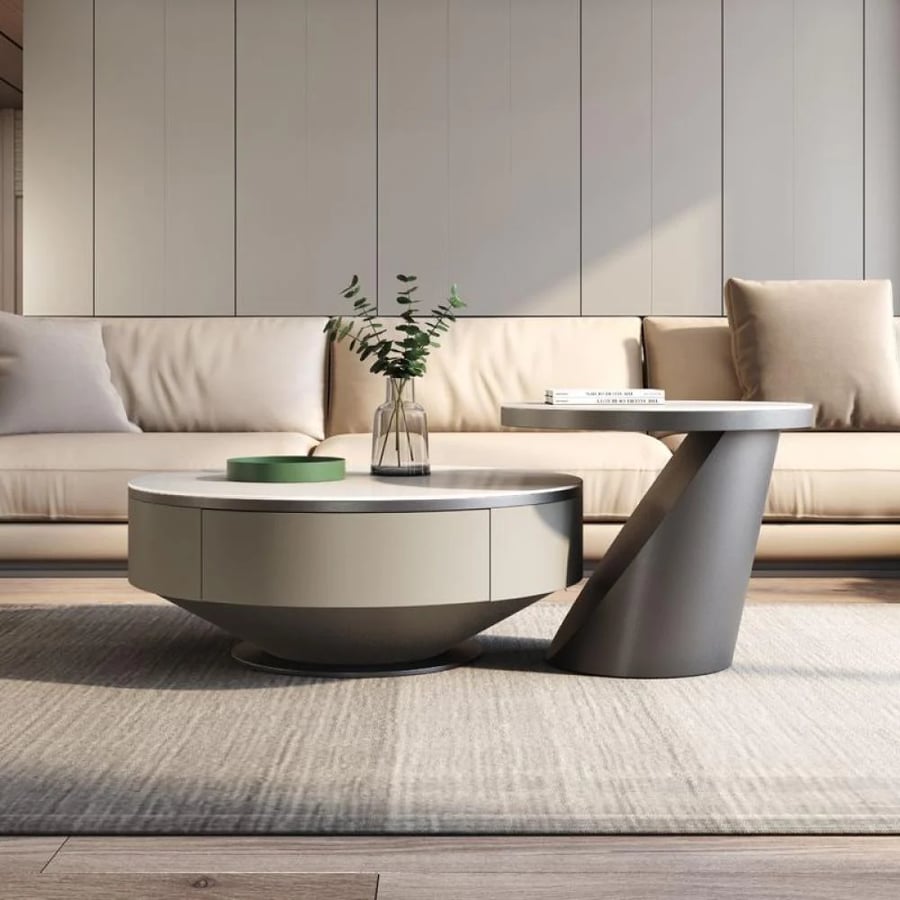 A round coffee table with an elegant classic design