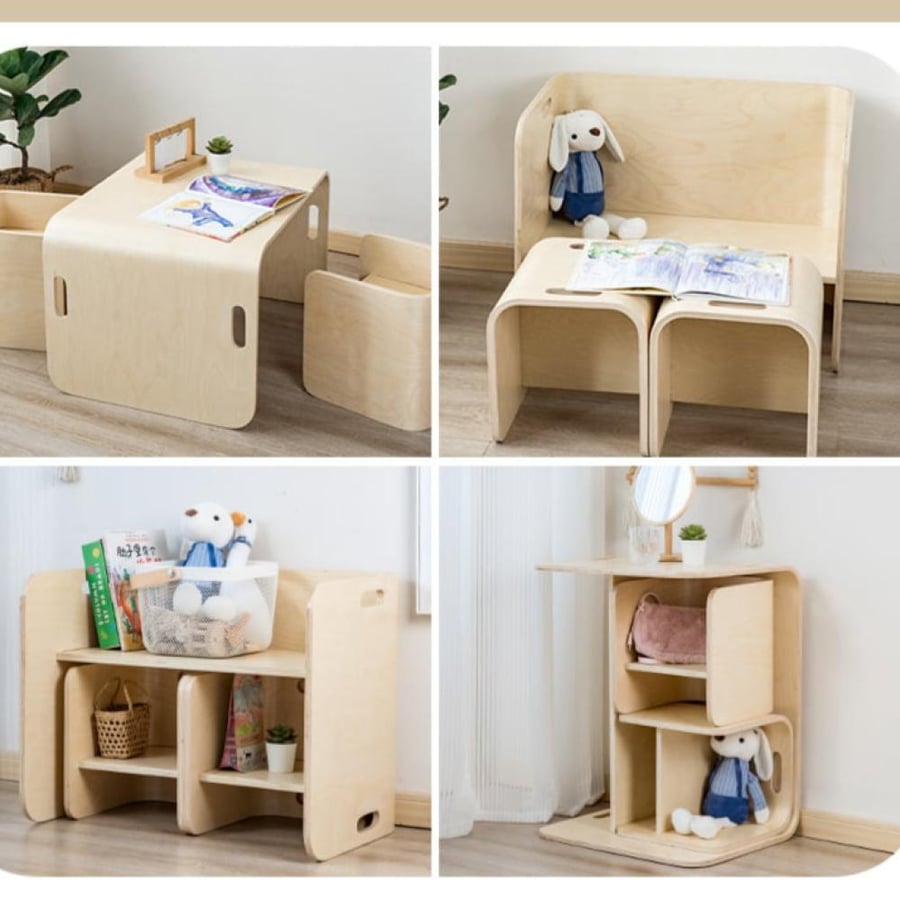 Children's office set with wooden chair – multifunctional and practical intelligence
