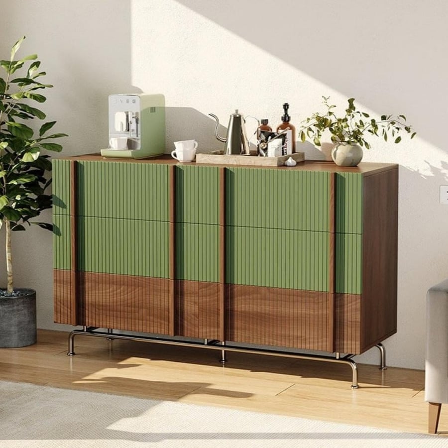 خزانة أدراج بستة أدراج باللون الأخضر الزمردي