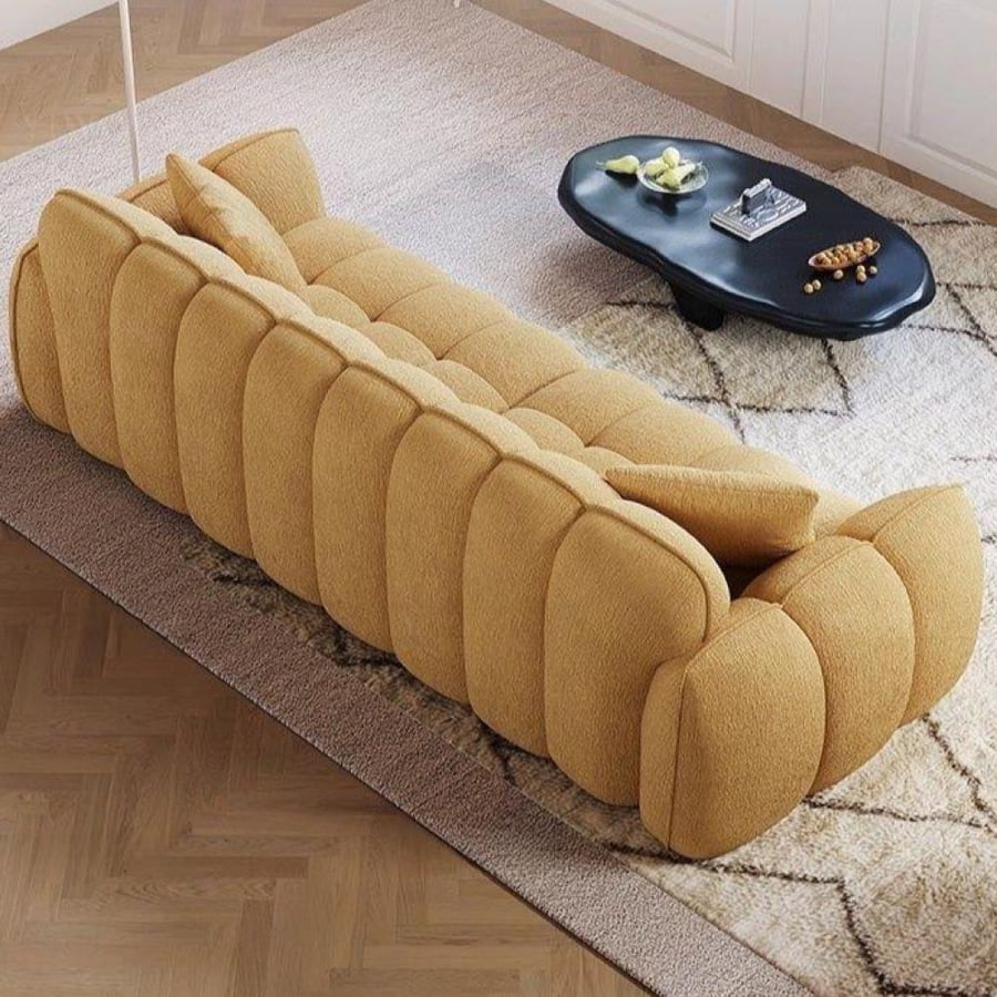 French creamy sofa with high back – four seats with elegant modern design