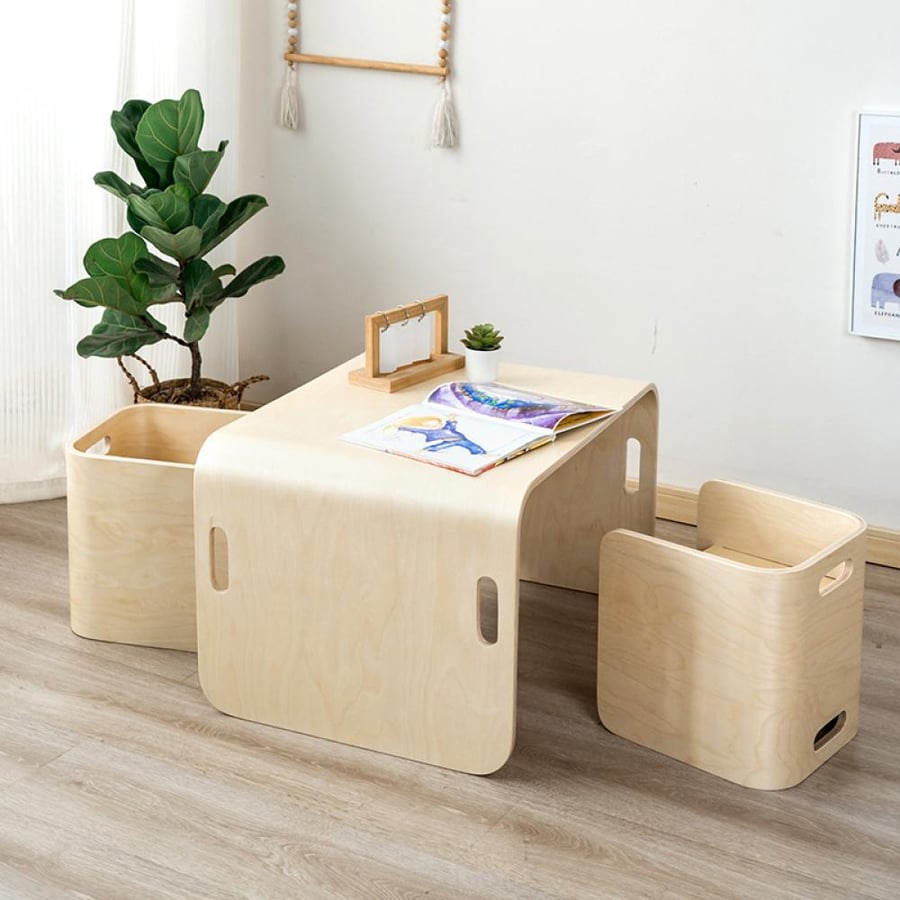 Children's office set with wooden chair – multifunctional and practical intelligence