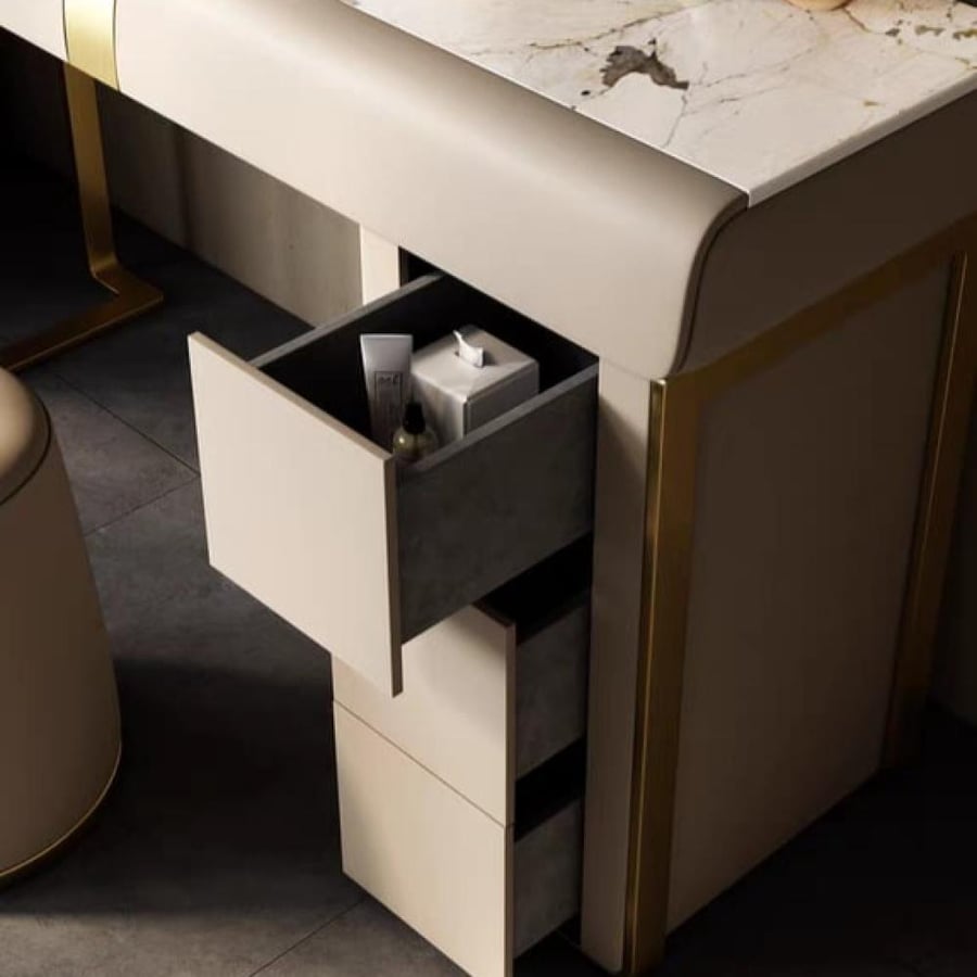 Luxury Italian decoration table set with side cabinet