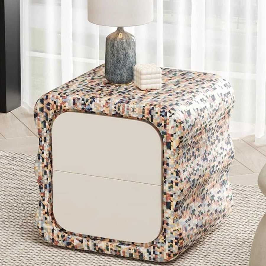 Side cabinet with a distinctive design and a mosaic touch