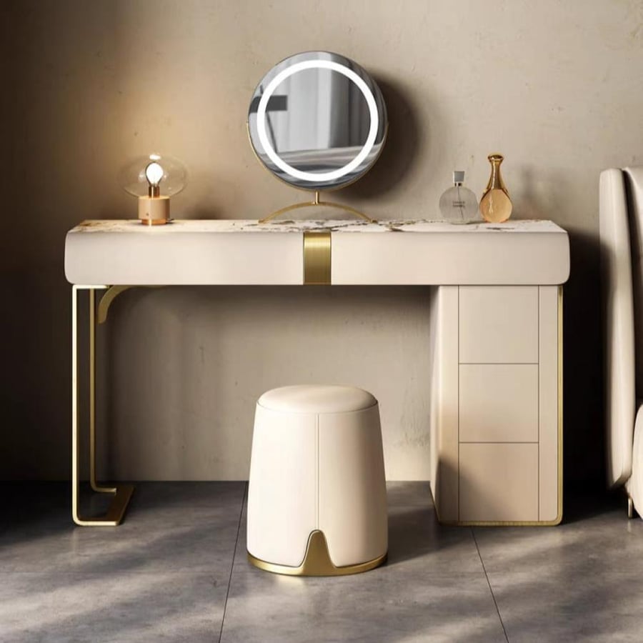 Luxury Italian decoration table set with side cabinet