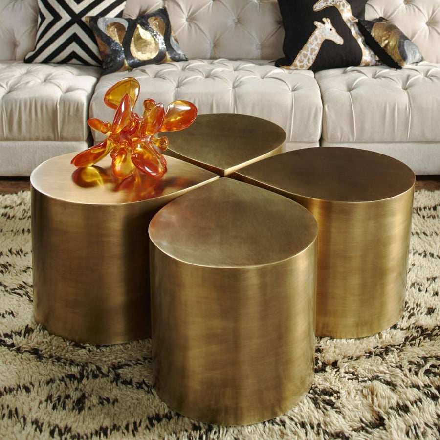 طقم طاولات قهوة معدنية بتصميم فني