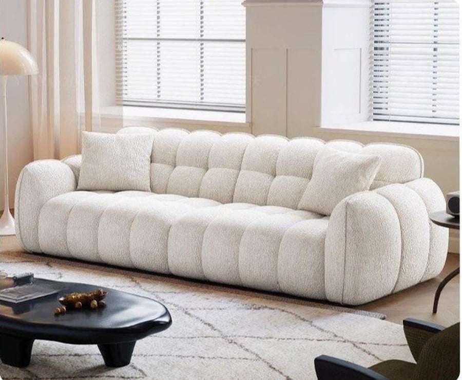 French creamy sofa with high back – four seats with elegant modern design