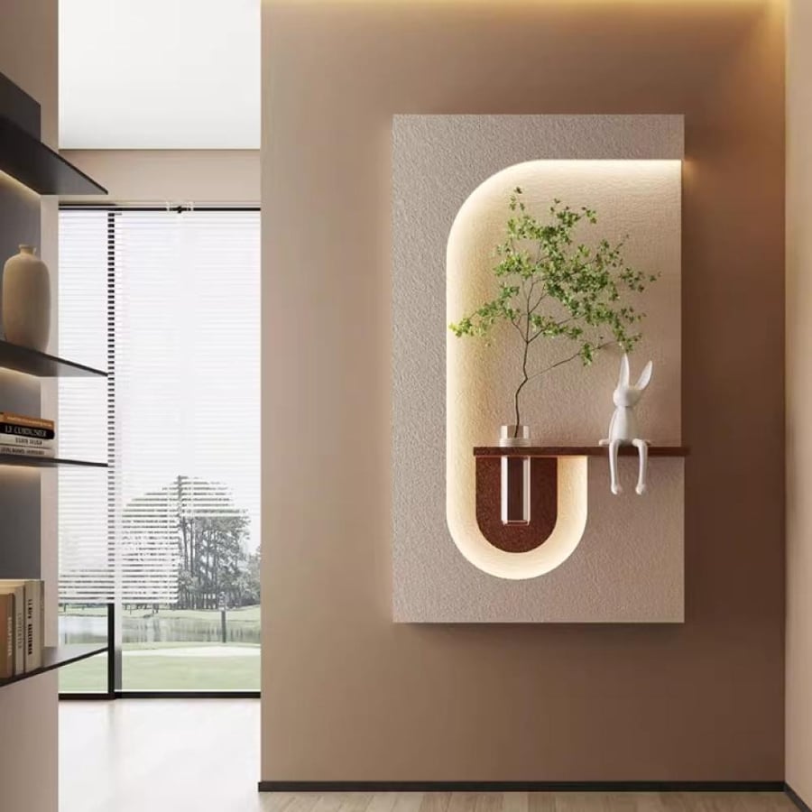 3D wall panel made of sandstone with LED lighting