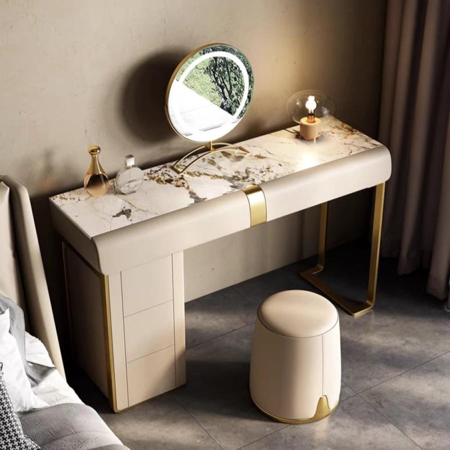 Luxury Italian decoration table set with side cabinet