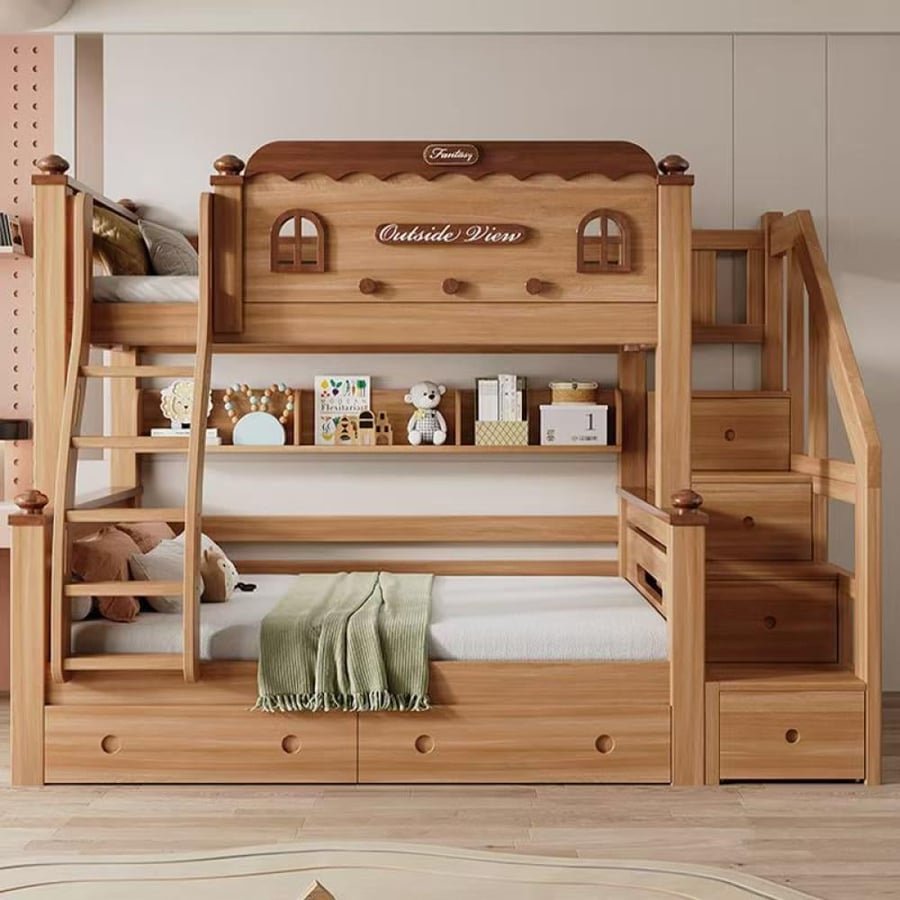 Bunk bed for children made of hardwood