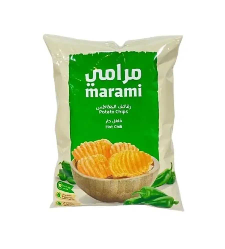 مرامي رقائق بطاطس  بالفلفل الحار 30 جرام (Marami Wavy Potato Chips - Hot Chili)