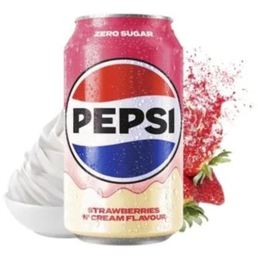 بيبسي دايت نكهة الفراولة الكريمة بدون سكر 355 مل – Pepsi Zero Sugar Strawberries & Cream