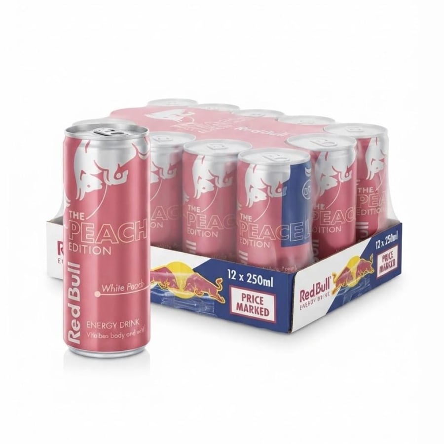 ريد بول إصدار الخوخ الأبيض شد 12حبة 250 مل (Red Bull The Peach Edition - White Peach)