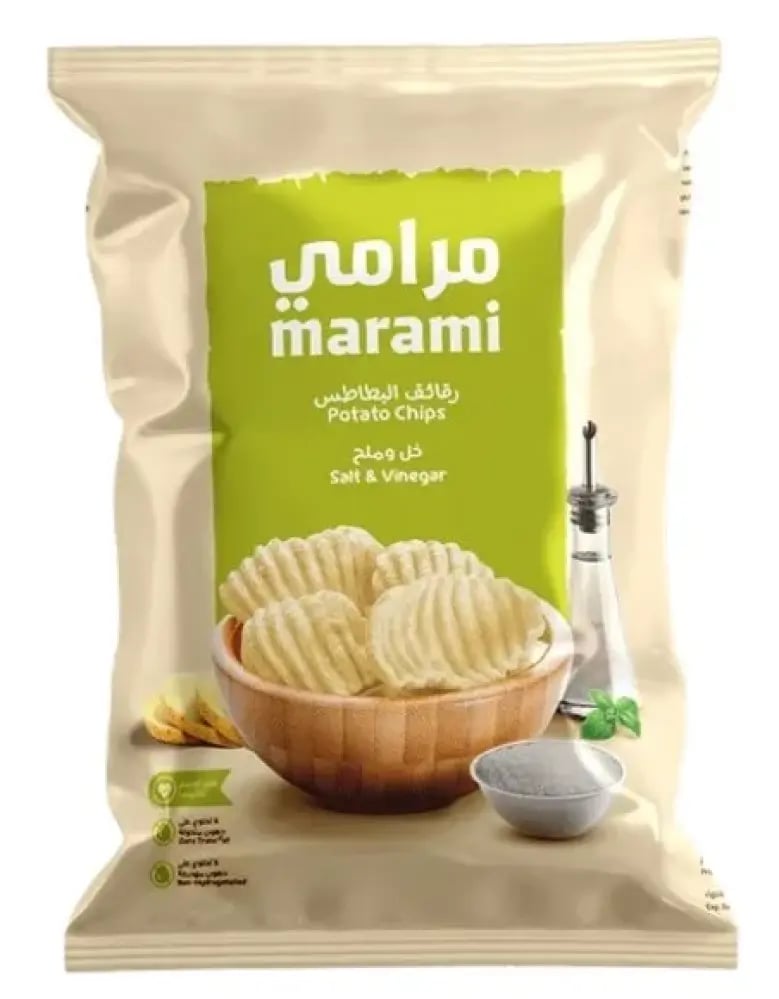 مرامي رقائق بطاطس المموجه بنكهة الخل والملح 100جرام (Marami Wavy Potato Chips - Salt & Vinegar
