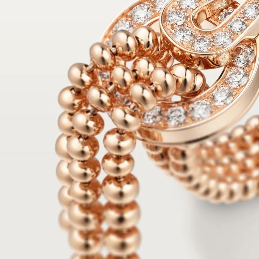 خاتم روز قولد مرصع بالألماس تصميم مستوحى من AGRAFE Cartier