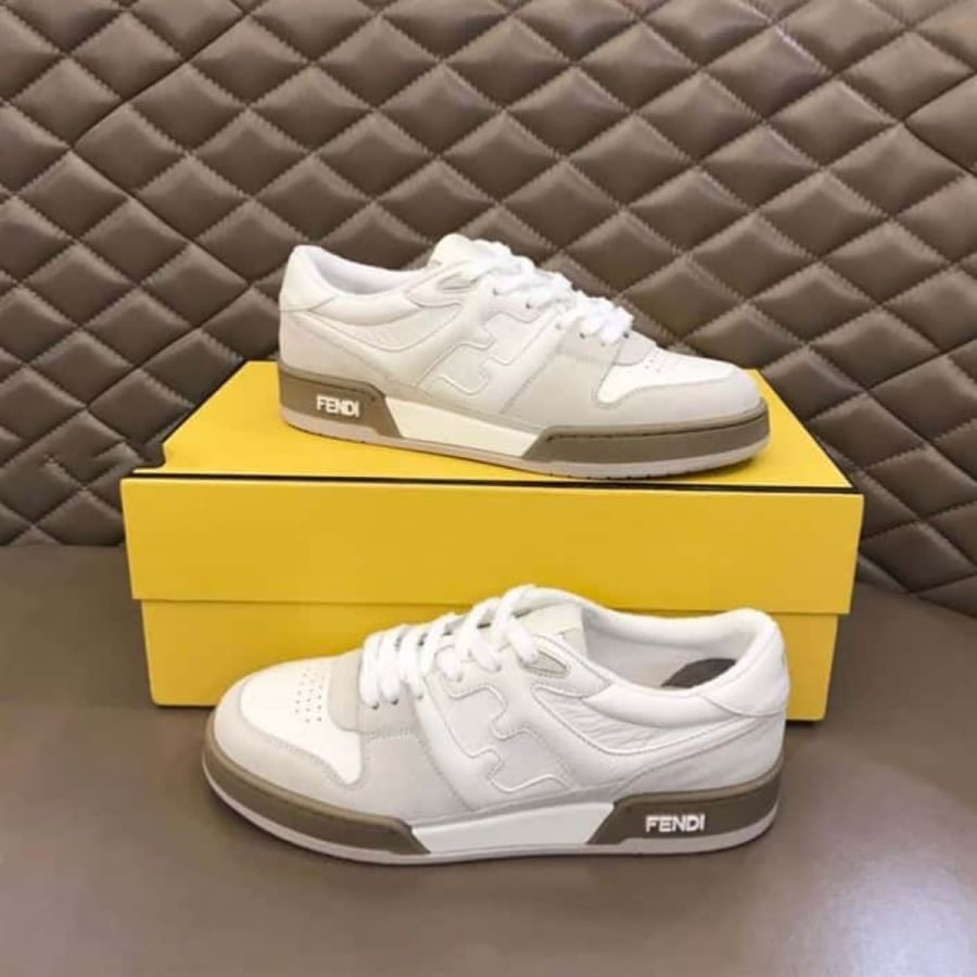 Fendi Match Low-Top Sneakers In White Suede