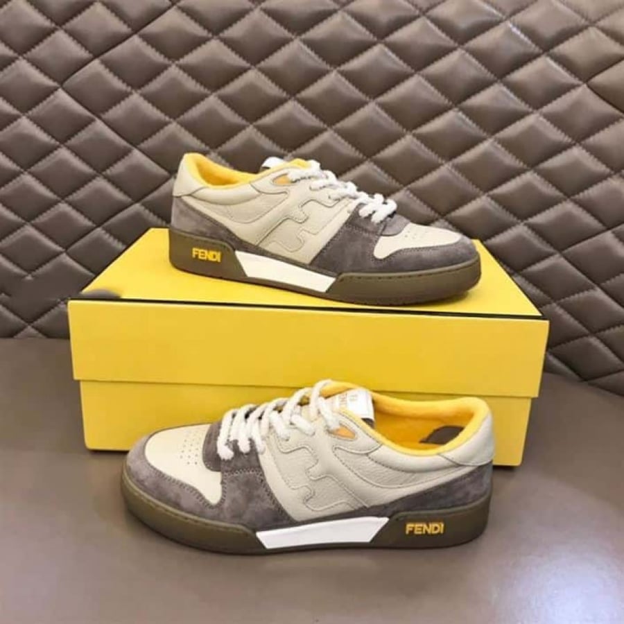 Fendi Match Beige Suede Low-Top Sneakers