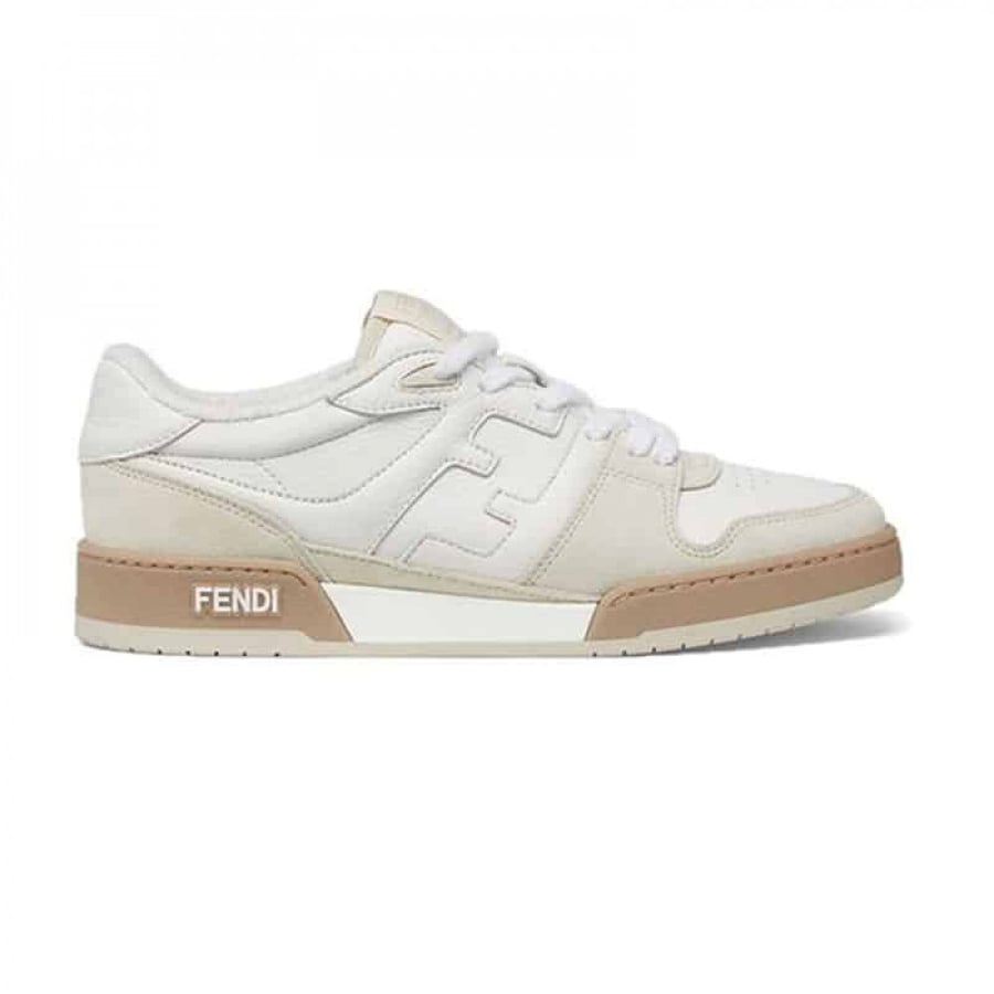Fendi Match Low-Top Sneakers In White Suede