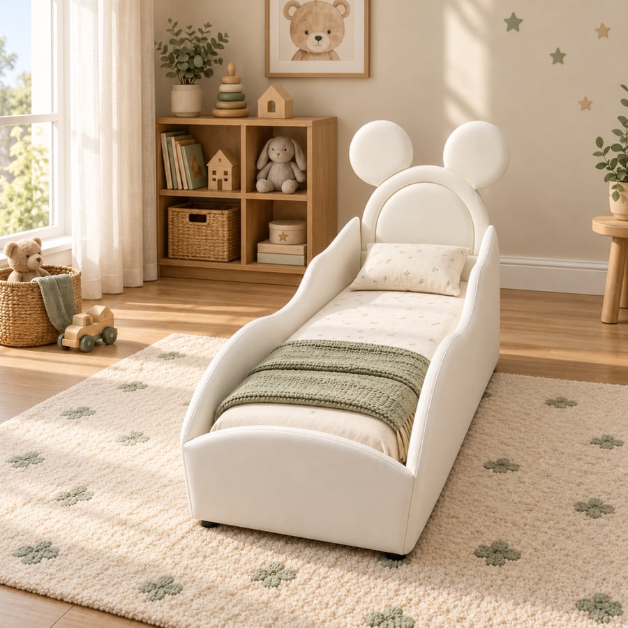 سرير أطفال مبطّن بحواجز جانبية – مقاس 150 × 70 سم
