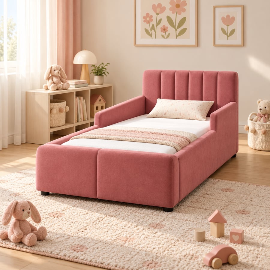 سرير أطفال مبطّن بحواجز جانبية – مقاس 150 × 70 سم