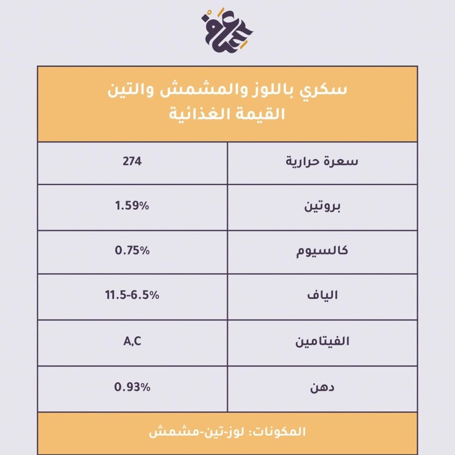 سكري القصيم مكنوز باللوز والتين والمشمش (نص كيلو)