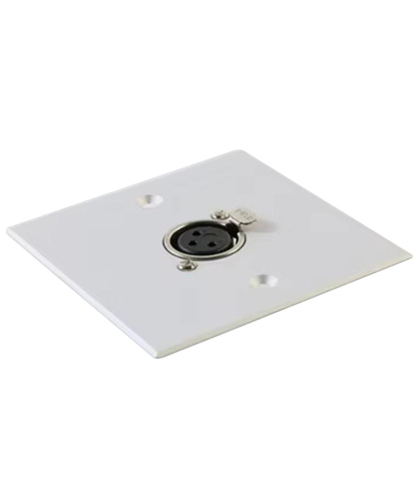 Wall-mounted box cover with single XLR female port, aluminum, silver color, 7×7 cm size