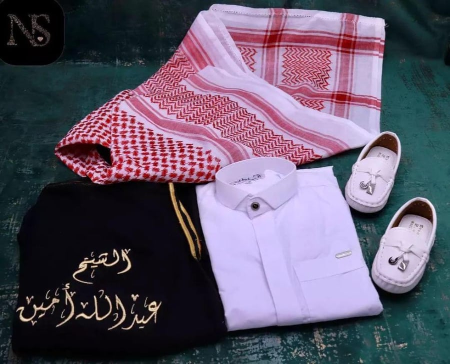 ملابس اطفال للعيد دقلة اطفال شماغ وعقال اطفال ثياب اطفال جزم اطفال