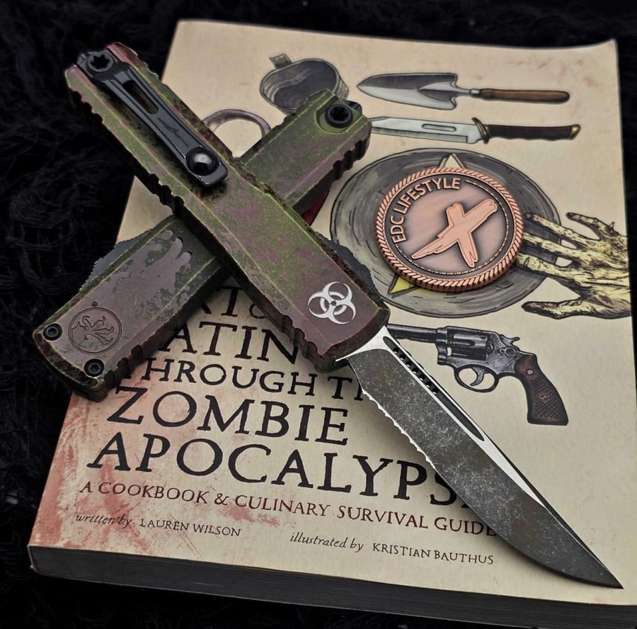 سكين Microtech Ultratech Gen IV Outbreak Deep Engraved S/E 3.55" Partial Serrated 11214-2OBDS