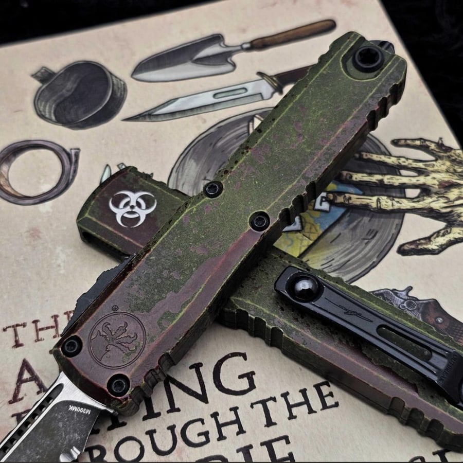 سكين Microtech Ultratech Gen IV Outbreak Deep Engraved S/E 3.55" Partial Serrated 11214-2OBDS