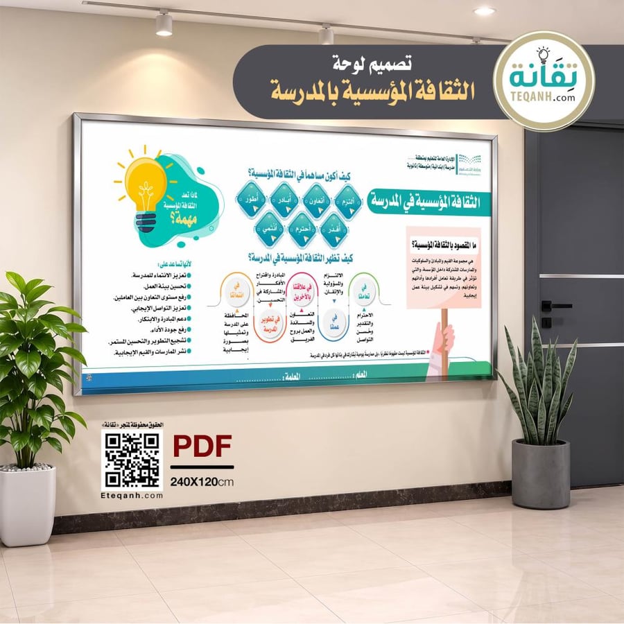 تصميم لوحة الثقافة المؤسسية بالمدرسة - PN01QWER356