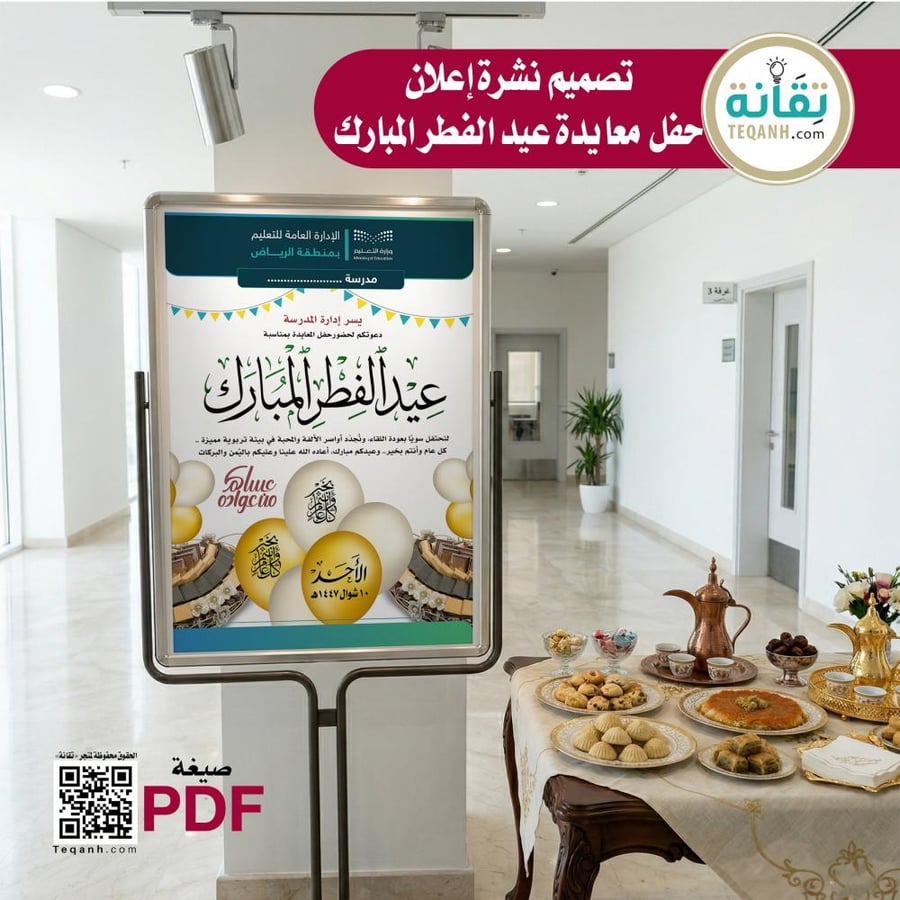 تصميم نشرة إعلان حفل معايدة عيد الفطر المبارك - PN01QWER184