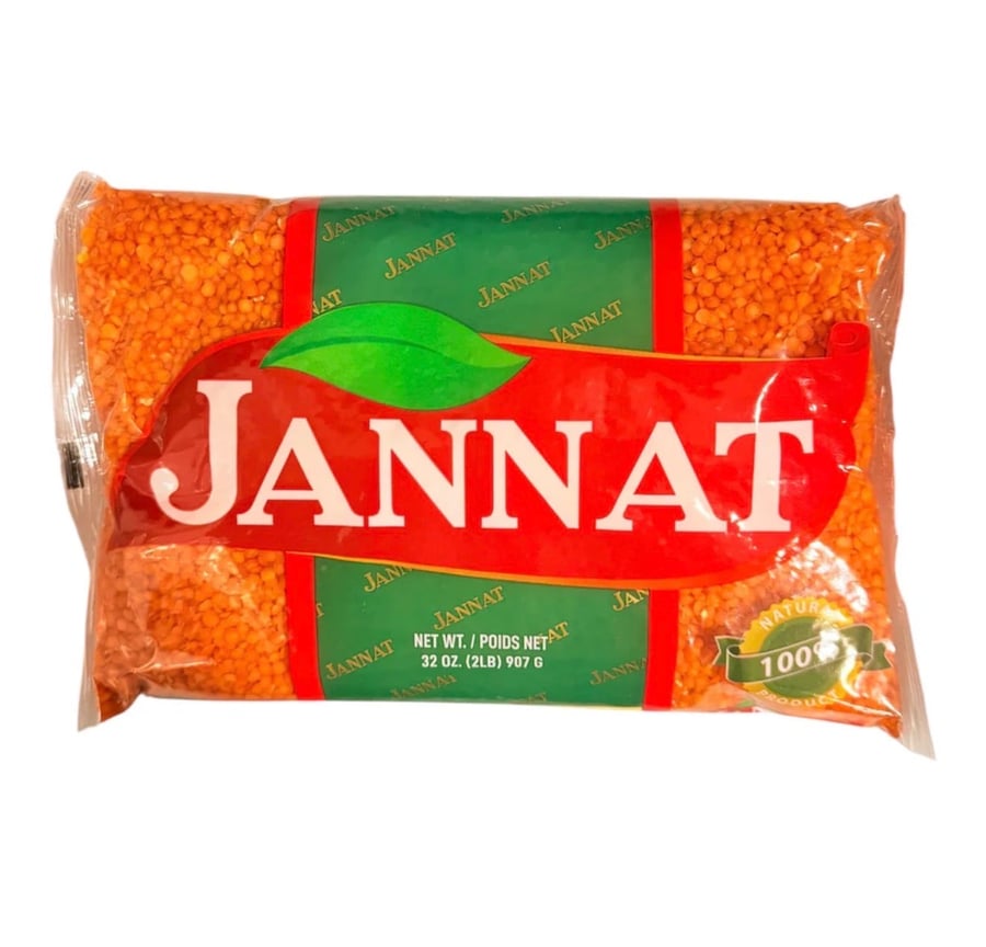 عدس أحمر مجروش جنات - Jannat Split Red Lentils 2 LB