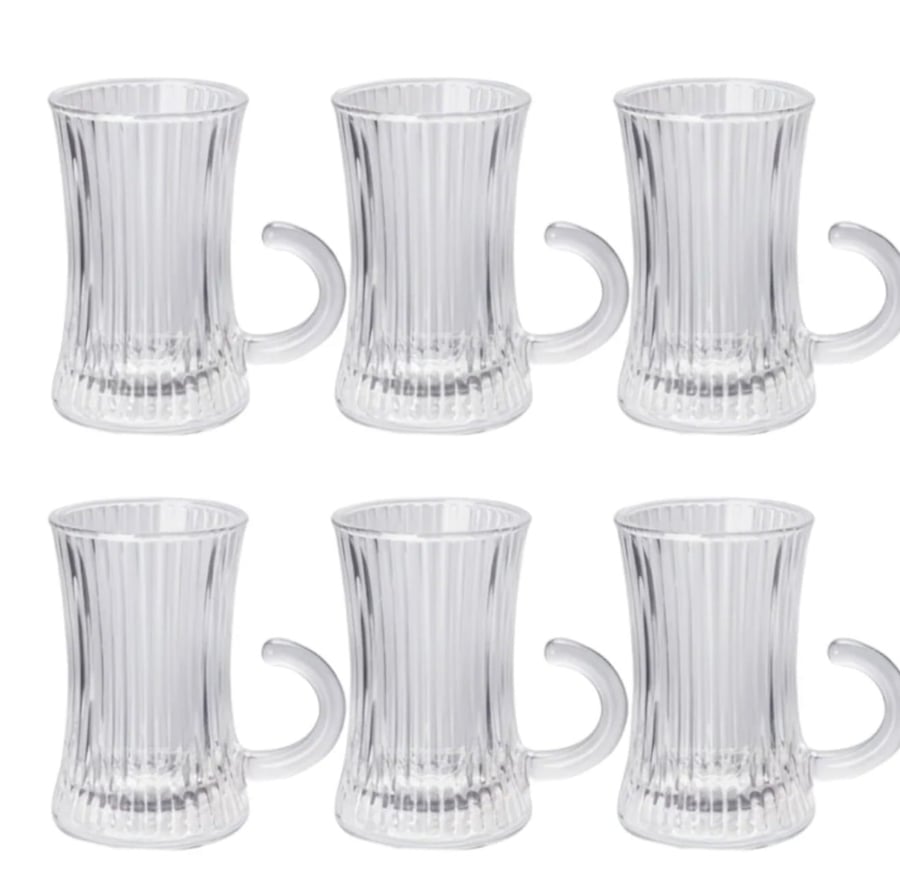 طقم كاسات شاي زجاج - Tea Glass Cups - Set of 6 pcs